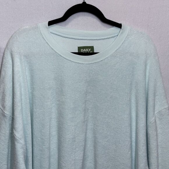 Daily Drills Oversized Crew Neck Terry Cloth Cozy Sweatshirt Surf Green Size M/L - Picture 6 of 10